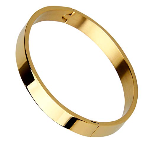 Generic Pulseira de Manguito de Superfície Lisa de aço Inoxidável Simples Pulseira Masculina de Meta