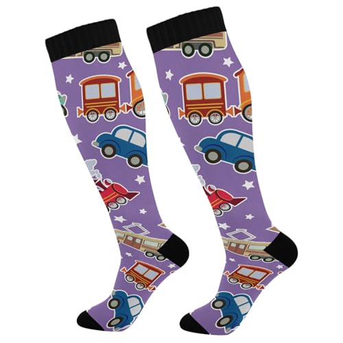 Dussdil Train Train Boat Cars Compression Socks for Women Men Christmas Circulation Long Knee Socks for Winter Warm Stockings Socks