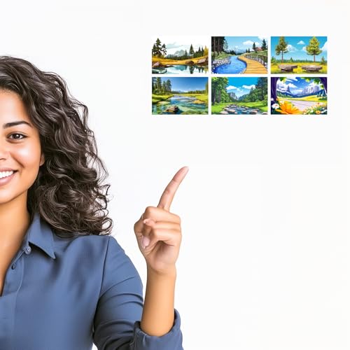 Image of SiddArtify Nature Wall Art Poster Print Set - Landscape Scenery Decor for Living Room Bedroom Office - Set of 2-4x6 Inch - Board (Pack of 6) - Sticker (Pack of 6)
