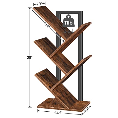 Hoobro Tree Bookshelf, 5-Tier Bookcase Wooden Shelves, Floor Standing Storage Rack, For Display Of Cds, Books In Living Room, Home Office, Wood Storage Rack For Bedroom, Rustic Brown Bf04Sj01 #TOP2