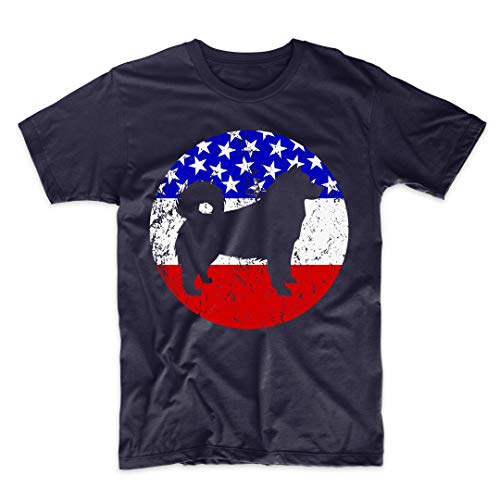 American Flag Alaskan Malamute Shirt - Retro Alaskan Malamute Dog T-Shirt, XXL Navy
