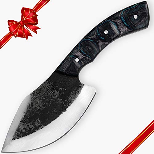 Hobby Hut HH-335 Couteau de Chasse avec Lame Fixe et étui, 22.86 cm, Couteau en Acier au Carbone 1095, Manche en Bois Pakka pour la Chasse et Le Camping Cover