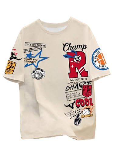 SweatyRocks Men's Graphic Short Sleeve Tee Shirts Casual Letter Print Crew Neck Oversized Jersey...