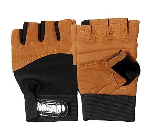 RAKSO C-Gold Gym Leather Gloves with Wrist Wraps Support for Workout, Cross Fit, Exercise_and_Fitness & Cross Training, Outside Activities, Best for Men & Women Black Color