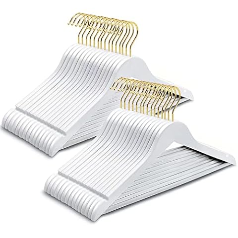 Amber Home 20 Pack Wooden Suit Hangers Cover