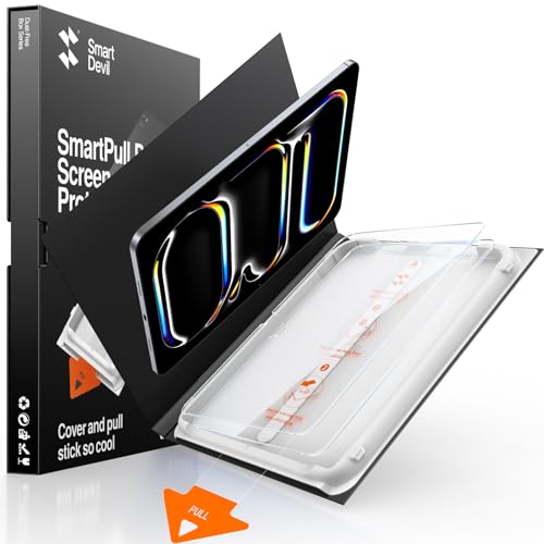 Image of SMARTDEVIL Screen Protector for iPad Pro 11 inch (2025 /2024, M5 /M4) with Easy Installation Frame, 9H Clear Tempered Glass Film, Anti-Shatter, 2 Pack