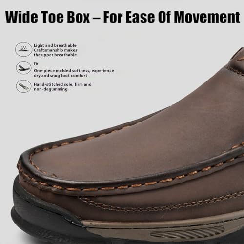 Enjerr Orthopedic Balance Shoes Men, Men's Orthopedic Hands-Free Genuine Leather Slip On Loafers-Arch Support4