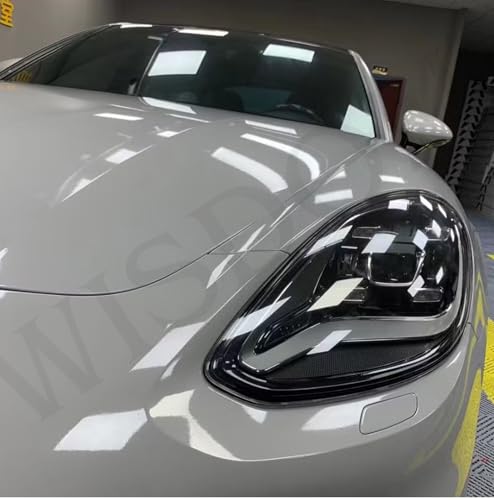 Image of WISDOM Light Grey Glossy Vinyl Car Wrap Air Release, Self Adhesive, Vehicle wrap Sheet for Automotive Bike DIY Exterior Interior Decoration (Light Grey Glossy, 20 Inch X 17 Feet)