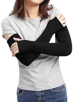 Nylon Arm Sleeve for Men & Women (Free Size | Black) | UV Protection & Stretchable Fit