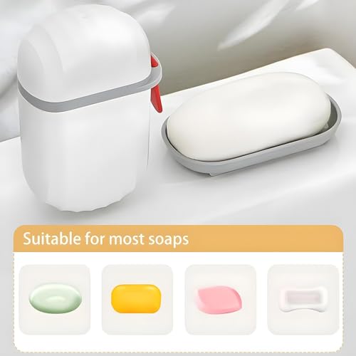 Image of Wall Mounted Soap Box with Flip Cover and Drain Tray | Detachable Inner Support | Adhesive Sticker Installation | ABS Soap Holder for Bathroom (Soap Dish Box)