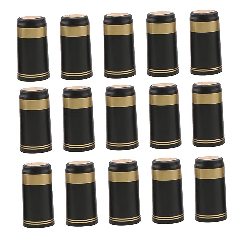 Garneck Wine Heat Shrink Caps 100pcs Bottle Seals Black Shrink Wrap Bottle Caps Heat Shrink Capsules for Wine Bottles