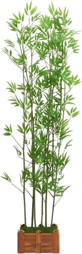 Planta artificial bambú 2m maceta madera árbol decorativo para salón e interior 3