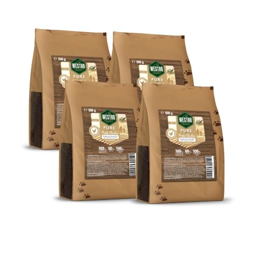 WESTHO Pure Huhn & Kartoffel 4 x 500g Hundefutter | Premium Trockenfutter für Hunde | Hundetrockenfutter mit hohem Fleischgehalt | Getreidefrei | Alle Rassen & Altersgruppen