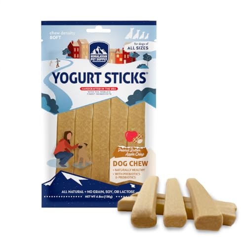 Image of Himalayan Dog Chew PB Apple Crisp Yogurt Sticks | Prebiotic & Probotic Protein Rich | Lactose Free - Gluten Free - Corn Free - Grain Free | USA Made | All Breeds | Droolicious Dog Treats | 5 Pieces