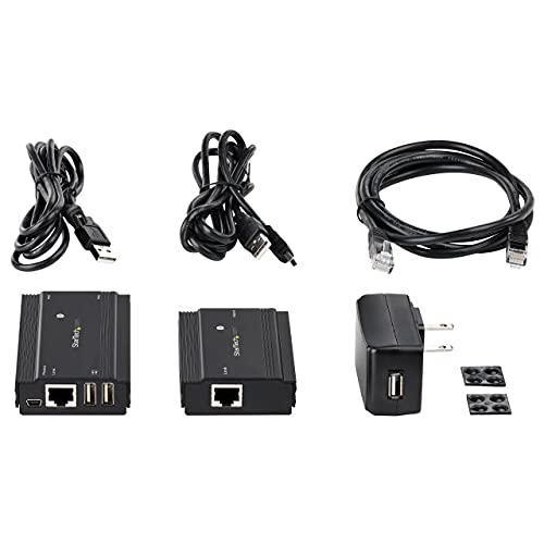 Image of StarTech 4-Port USB 2.0 Extender Hub, 330ft, Metal Housing, 480Mbps, TAA | Over Single CAT5e /CAT6 Ethernet Cable (RJ45), USB Extender Hub Adapter Kit, Externally Powered, USB2004EXT100