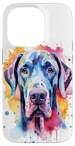 Watercolor Great Dane Dog Owner Lover Girlfriend Case for iPhone 14 Pro