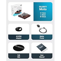 Lecteur de disques vinyles avec entrée et Sortie Bluetooth | Cartouche de qualité supérieure | Enregistrement USB | Haut-parleurs stéréo intégrés AUX, RCA | Tapis de Protection Inclus | MAJORITY Moto - Les Beatles, Paul McCartney, John Lennon, RIngo Starr, George Harrison Lecteur de disques vinyles avec entrée et Sortie Bluetooth | Cartouche de qualité supérieure | Enregistrement USB | Haut-parleurs stéréo intégrés AUX, RCA | Tapis de Protection Inclus | MAJORITY Moto – Image 7