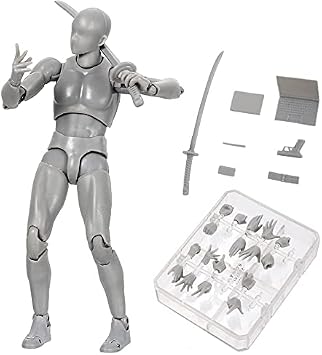 AHOHOS Figure Model PVC Action Figure Drawing Models Figure Artist Draw Painting Model Mannequin Jointed Doll, Drawing Mannequin Figure Models for Artists Grey Male