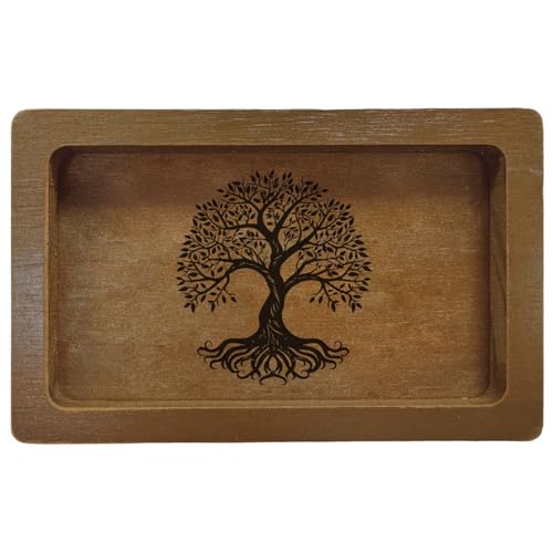 CREATCABIN Bandeja para Joyas Mini Bandeja para Tocador de Baño Bandeja de Madera para Servir Organizador de Platos de Madera Bandeja Dispensadora de Jabón para Joyas Perfume Vela Llave para 14x9cm