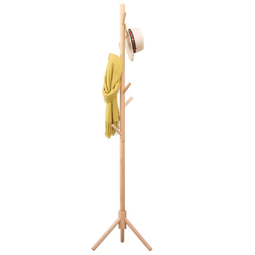 BAKAJI Attaccapanni Appendiabiti di Design a Piantana da Terra in Legno di Betulla con 8 Ganci Appendi Abiti e Base Treppiedi Dimensione 41 x 41 x 176 cm (Naturale)