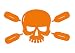 SKULL AND PADDLES extreme kayaking (size: 5" color: GLOSS ORANGE) Vinyl Decal Window Sticker for Cars, Trucks, Windows, Walls, Laptops, and other stuff.