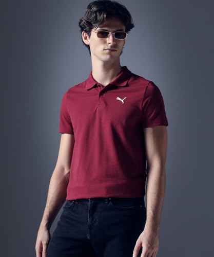 Image of PUMA Cotton Men's Solid Slim Fit T-Shirt (687093 Team Regal Red, Small