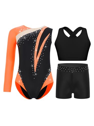 Costume spectacle fille maillots de gymnastique 3 pièces haute flexibilité