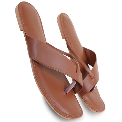 Image of Women's Kolhapuri Style Flip Flops | Daily Use Casual Slippers | Comfortable Flat Sandals for Girls with Sweat-Proof Sole