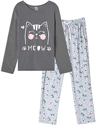 VENTELAN Women Pajamas Cute Christmas Bear Sleepwear Long Sleeve Stripes Loungewear
