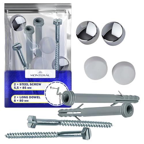 MONTERAL - Mounting Kit for Fixing Floor Standing WC Toilet Consists of 2 Screws 5,5x85 mm 2 Dowels 8x80 mm 4 Plugs - MONTERAL