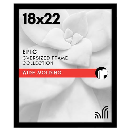 Americanflat 18x22 Picture Frame with Polished Plexiglass - Black Picture Frame - Wide Photo Frames Made of Engineered Wood for Vertical or Horizontal Wall Display - Epic Collection - Black