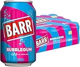 BARR 24 Pack Blue Bubblegum Zero No Sugar Flavoured Fizzy Drink, Sparkling Fizzy Pop, 24 x 330ml Cans