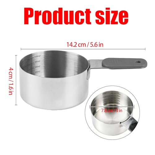 Vaso medidor inoxidable 3/4 taza 180ml mango magnético miniatura 2
