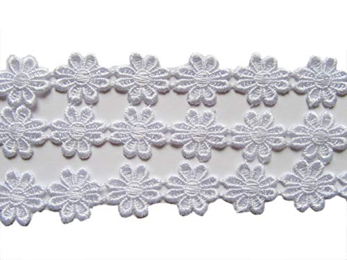 YYCRAFT 15 Yards Daisy Flower Lace Edge 1" Flower Trim Applique for DIY