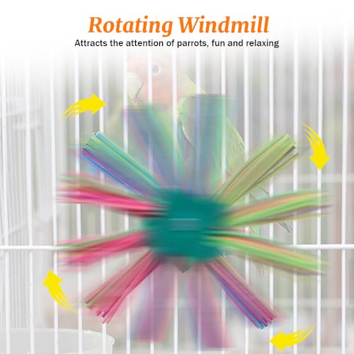 Image of Bird Toy Rotating Perch Toy, Wooden Parrots Ferris Wheel Toy with Colorful Wooden Sticks, Hanging Bird Stand Cage Accessories for Parakeet Parrot, Cockatiel, Budgerigar,Conure, Lovebirds (B)