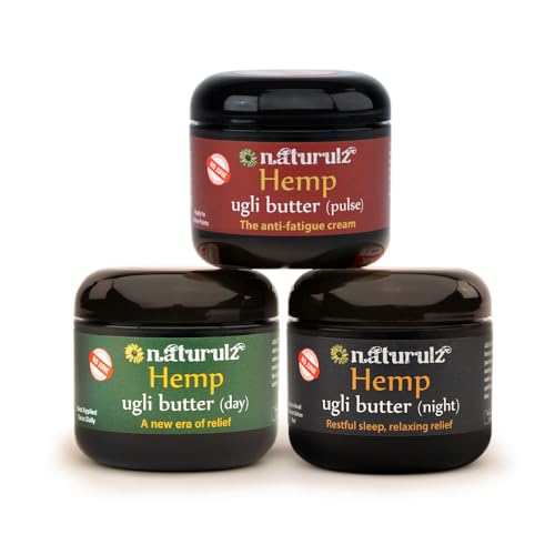 Naturulz Bundle and Save!!! - 3 Items Ugli Butter Day, Night &amp; Energy Bundle. Powerful Plant-Based Formulas made with Oregon Grown Hemp Extract All-Natural 'NO JUNK' Topicals