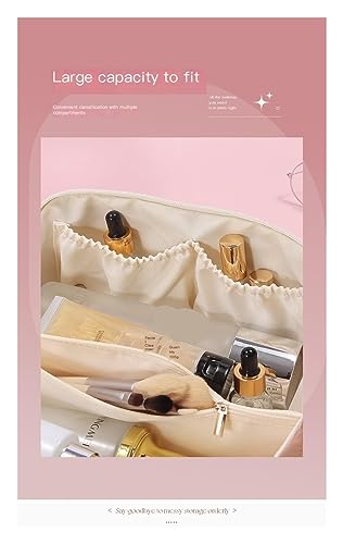 Grid Pattern Portable Large Capacity Makeup Bag, Travel Grooming and Storage Fashionable Small Bag(White)3