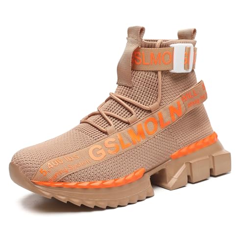 Image of Jakcuz Men's High Top Sneakers Plus Size Breathable Gym Athletic Running Walking Tennis Comfortable Fashion Platform Shoes