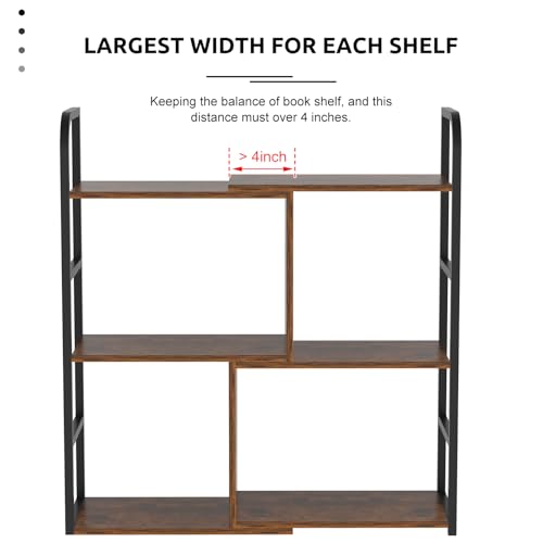 Yociyoga 3-Tier Home Office Bookcase Shelf, Expandable Small Book Shelf, Narrow Bookshelves With Metal Frame, Bedroom&Living Room Modern Metal And Wood Standing Storage Shelving Unit Books Shelf Organizer thumb #3