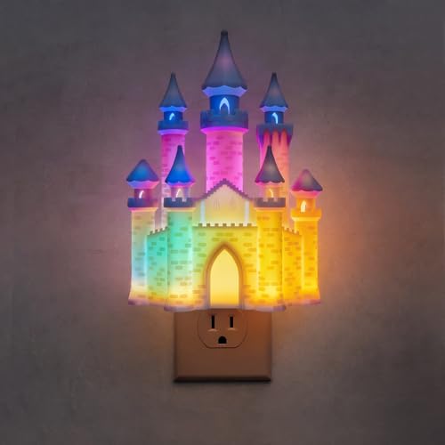 L LOHAS LED 3D Castle Night Lights Plug into Wall Colored LED Night Light for Kids Built-in Dusk to Dawn Sensor Dimmable Night Light for Kids Room Bedroom Bathroom Hallway