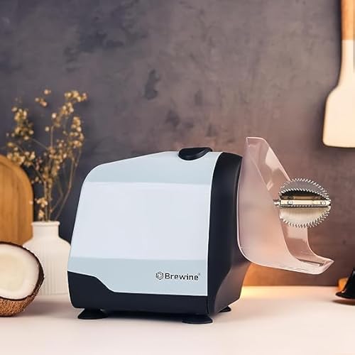 Brewine 2-in-1 Electric Coconut Scraper & Citrus Juicer with Dual Speed Settings, Stainless Steel Scraping Blade, Super Suction Feet for Stability, Finest Coconut Grater Shredder 200 Watts (BLUE)