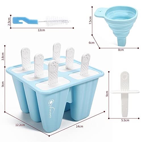 Vinsani Ice Lolly Mould Silicone 6 Cavity Popsicle Mould Reusable Ice Cream Mould Ice Pop Moulds BPA Free Easy Release Ice Lolly Maker with Non-Spill Lid for Kids Adults DIY - Blue - Image 4