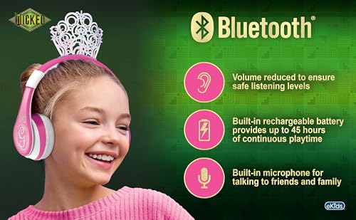 Image of Wicked Glinda Bluetooth Headphones for Kids, Wireless Headphones for School, Home or Travel