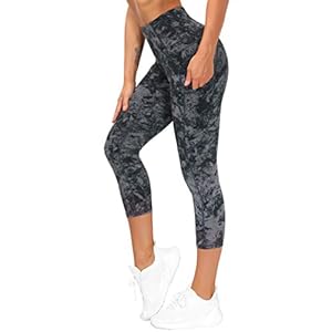 THE GYM PEOPLE Thick High Waist Capris Yoga Pants with Pockets, Tummy Control Workout Running Yoga Leggings for Women