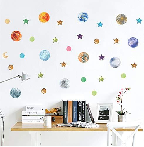 Sistema solar espacial vía láctea etiqueta de la pared dormitorio decoración del hogar estrellas fluorescentes constelación de la luna etiqueta de la pared pvc poster 72 * 145cm
