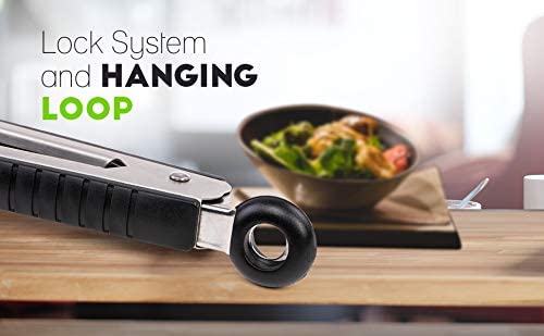 Royalford Kitchen Tongs | 9inch Non-Slip with Soft Grip Side Panels & Stainless Steel Handle | Heat Resistant, Food Grade | Premium Utensil for Cooking, Serving, Barbecue, Buffet, Salad & Ice