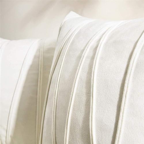 Image of Amazon Brand - Umi Decorative Striped Throw Pillow Covers 12 X 20 Inch,Soft Solid Velvet Pillow Covers Cushion Case with Zigzag Pattern for Sofa Bedroom 30 X 50 Cm (Pack of 2) Cream