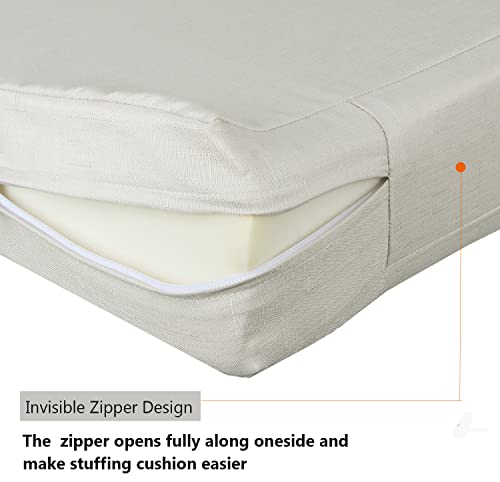 Youngseahome Patio Seat Cushion Covers,Washable Slip Covers Replacement,Waterproof Outdoor Furniture Chair Cushion Pillow Seat Cover For Couch,Garden,Sofa,Khaki,24"×24"×4"(4 Covers Only) #TOP5