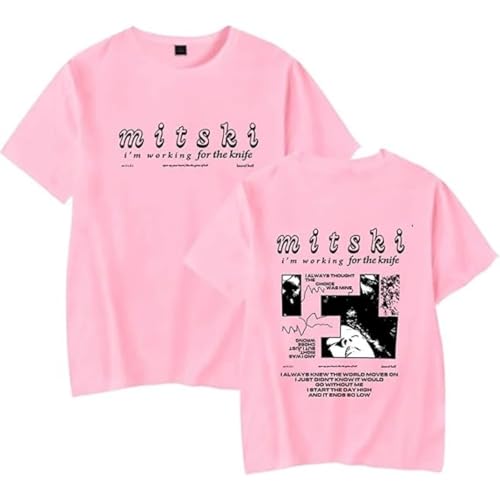 BUIWOT Mitski T-Shirt Unisexe Mode décontracté à Col Rond et Manches Courtes, vêtement Urbain pour Hommes et Femmes, Haut d'été-Pink||l BUIWOT Mitski T-Shirt Unisexe Mode décontracté à Col Rond et Manches Courtes, vêtement Urbain pour Hommes et Femmes, Haut d'été-Pink||l