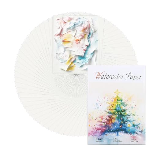 Ddaowanx 120 Sheets Watercolor Paper Bulk,140 lb/300 GSM Cold Press Paper White Water Color Paper for Kids Child Students Adults Artists Drawing,Painting Christmas Gift Cards (9 x 12 Inches)